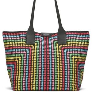 NWT Karl Lagerfeld Paris Hanirette Woven Tote Color Black/Multi